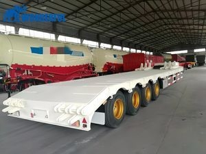 3 Axles Sinotruck 40FT 90ton Autocad Drawing Chassis Air Brake System Accessories Dimensions Front Loading Heavy Lowboy Flatbed Hydraulic Lowbed Semi Trailer