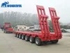 3 Axles Sinotruck 40FT 90ton Autocad Drawing Chassis Air Brake System Accessories Dimensions Front Loading Heavy Lowboy Flatbed Hydraulic Lowbed Semi Trailer