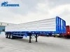 High-Quality 50t Loading Capacity 3 4 Axles Decker Haul Grain Livestock Customized Quad Wood Flatbed Grain Palels Height Drop Side Wall Sidewall Truck Trailer