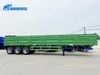 High-Quality 50t Loading Capacity 3 4 Axles Decker Haul Grain Livestock Customized Quad Wood Flatbed Grain Palels Height Drop Side Wall Sidewall Truck Trailer