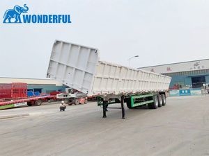 Heavy Duty Offloading Quad Axle Hydraulic Mechanism Dump Road Weight Volume Superlink Transit Panel Roll Over Tarp Dumping Drop Trailer Wall Door Side Tipper