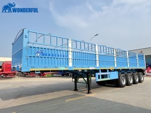Efficient Tri-Axle Jumping Gate Utility Board Contruction Installation Wood Wide Aluminum Mounted Equipment Stake Side Wall Bulk Cargo Fence Around Semi Trailer