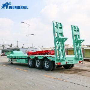 60ton 3 Axle Platform Board Flatbed Enclosed Low Bed Cargo Transport Dump Car Carrier Box Tractor Truck Camper Shipping Container Food Semi Semitrailer Trailer
